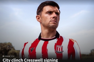 开云app-官方:斯托克城签下35岁西汉姆名宿克雷斯维尔,签约1年